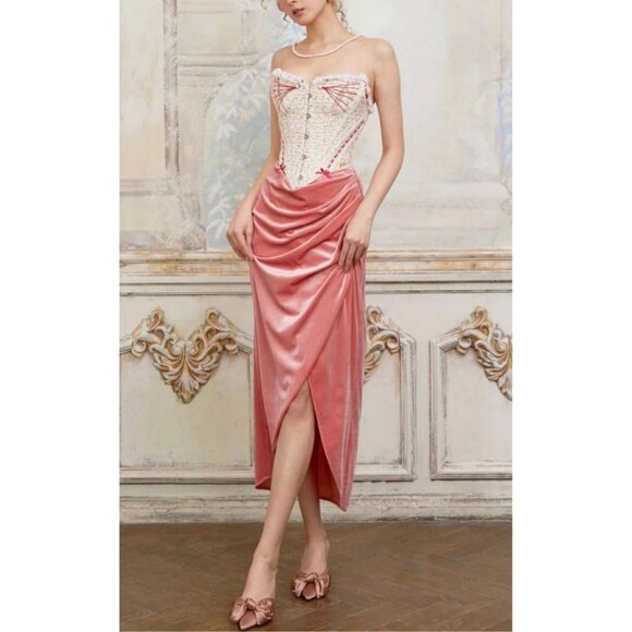 Lacemade Dresses & Skirts - LACEMADE Velvet Rose Petal himekaji hime gyaru wrap skirt size L